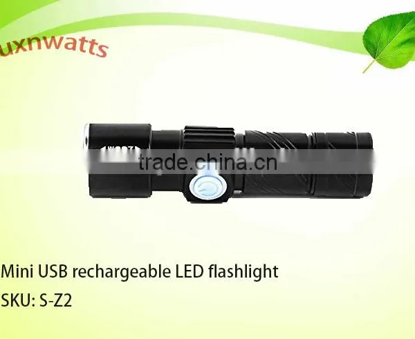 Hot Sales EDC Mini USB Rechargeable LED Flashlight Torch With Built-in Battery photo-2