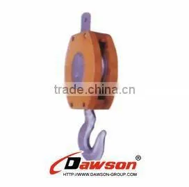 Wooden Shell Snatch Block With Hook