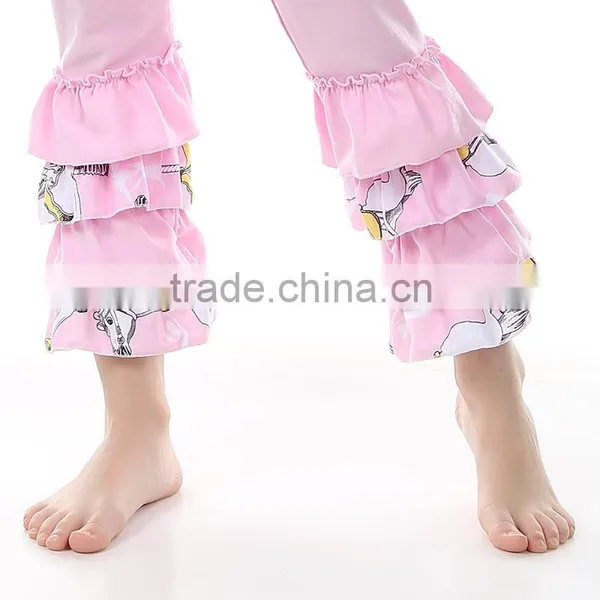 2016 New Pink Spring/summer Baby Girl Knitted Cotton 2pcs Boutique Clothing Set Lovely Baby Girl Spring Ruffle Pants Outfit photo-6