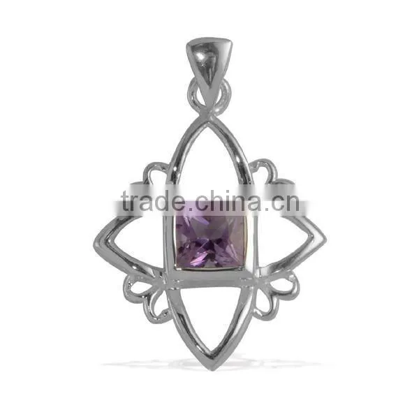 Beautiful High Quality Amethyst Gemstone Pendants, Silver Pendant Jewelry