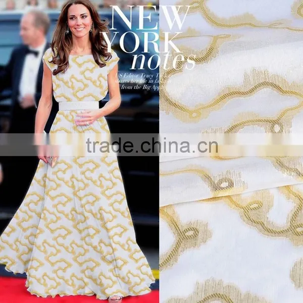 Bling Bling Gold Jacquard Silk Vestment Brocade Fabrics