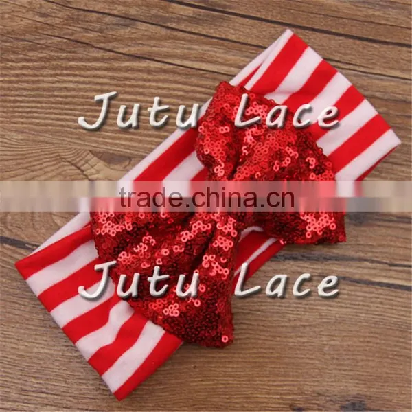 Popular Newborn Baby Headbands With Bows - Glitter Sequin Bow With Elastic Strip Headband photo-2