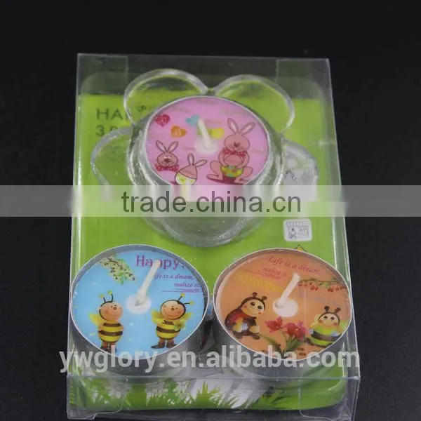 Easter Flower Glass Holder Tea Light, Happy Bea Tea Light, Easter Tea Light Non-toxic