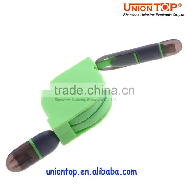 Wholesale 2 in 1 Colorful Fast Charging Retractable 5pin Micro Usb Cable for Android photo-5