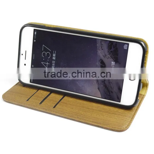 2016 Hot Sale Wooden Pattern PU Leather Phone Folio Case For IPhone SE 5se photo-5