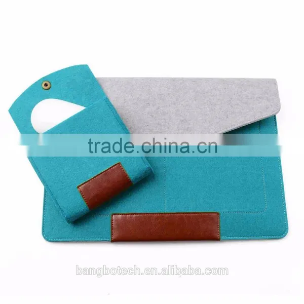 2016 New Hot Selling Wool Felt+ PU Laptop Sleeve Bags With Mouse Bag for Apple Macbook Air Pro , Pro Retina 11" 13.3" 15.4" photo-5