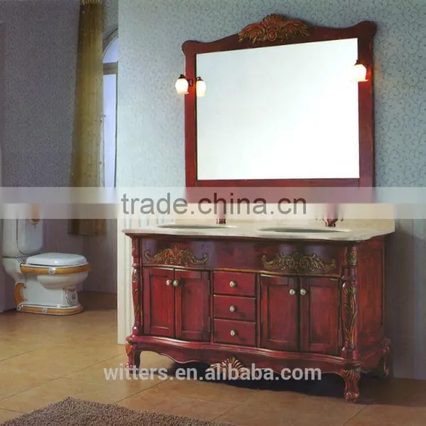 Wholesale Beige Yellow Floor Stand Hotel Bathroom Cabinet WTS839 photo-5