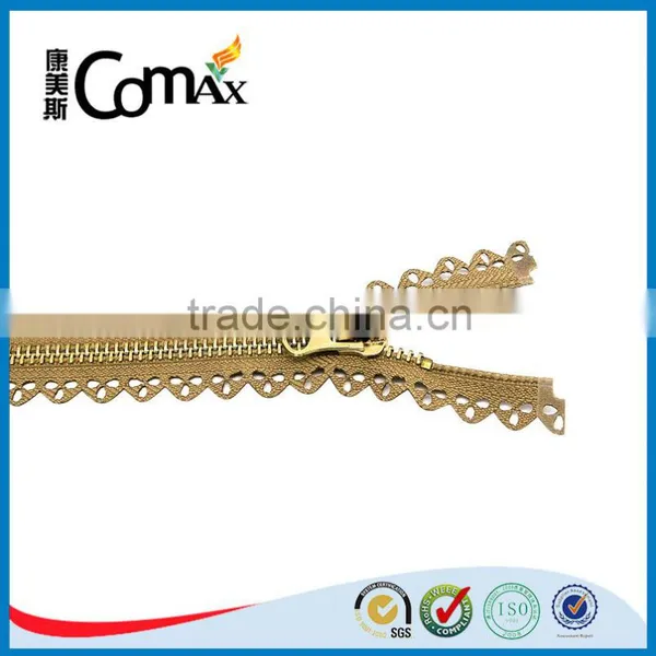 One Close Euro Style Shiny Gold Metal Zip for Bag photo-2