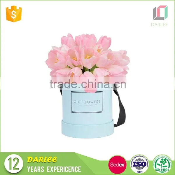 Professional OEM Christmas Gift Paperboard Luxury Round Custom Florist Hat Boxes With Ribbon Handle photo-3