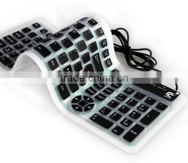 USB 109Keys Flexible Silicone Washable Wired Keyboard Full-Size photo-2