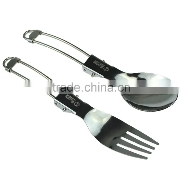 Hot Sale High Quality Stainless Steel Foldable Spoon Fork Set for Outdoor Camping Hiking Picnic photo-2