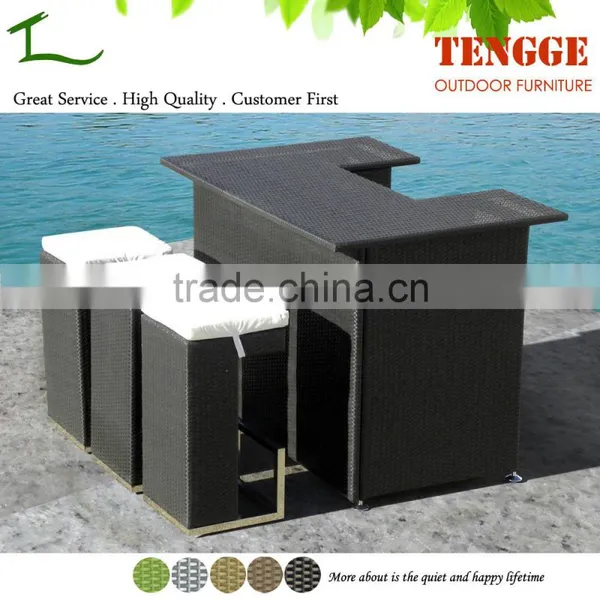 TG15-0201 Hotel Project Beach Wicker Rattan Patio Bar Set photo-2