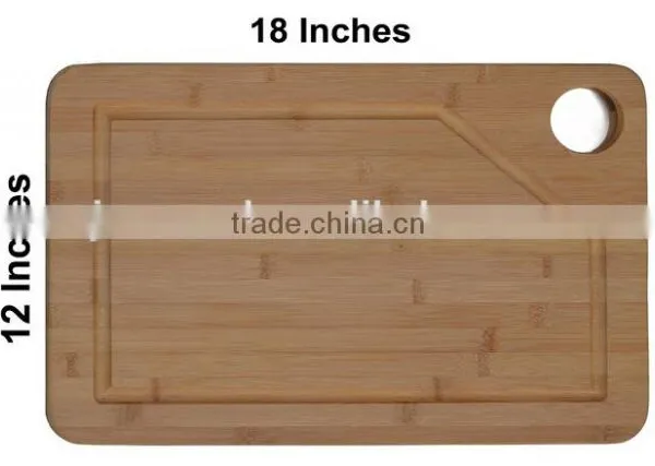 Natural Bamboo Cutting Board With Deep Drip Groove photo-2