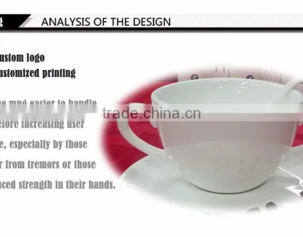 Two Handled White Ceramic Coffee Cup and Mug photo-3