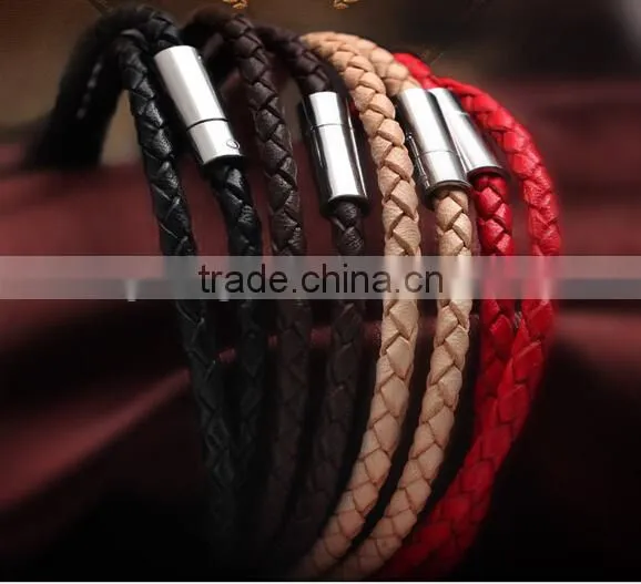 2016 New Arrival Fashion Real Leather Bracelet / Genuine Braided Leather Bracelet photo-3