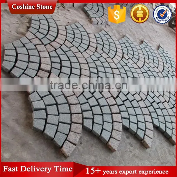 Fan-shape Granite Driveway Patio Pavers With Mesh Back photo-6