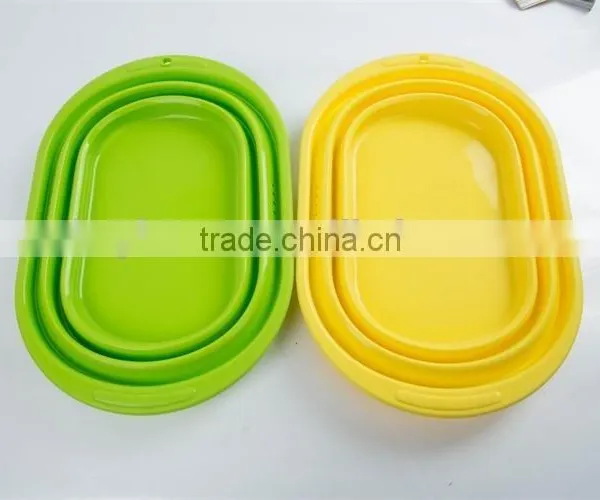 Silicone Square Shaped Folding Wash Basin,fruit Bowl photo-6