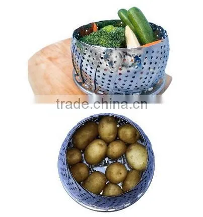 42053 Vegetable Steamer Stainless Steel Fruit Basket With Plastic Handle photo-6
