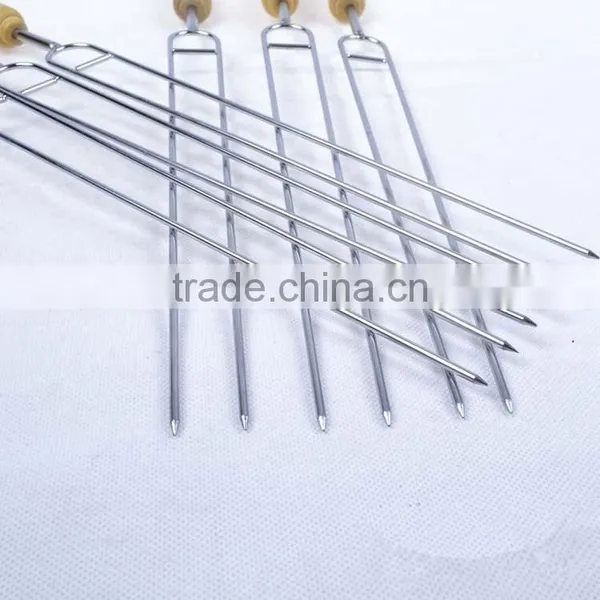 6 Pieces BBQ Tool Stainless Steel BBQ Fork Roasting Fork With Wood Handle photo-2