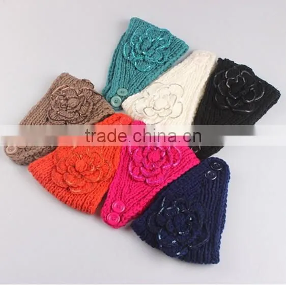 2014 Fahion White Knit Flower Head Wrap photo-3
