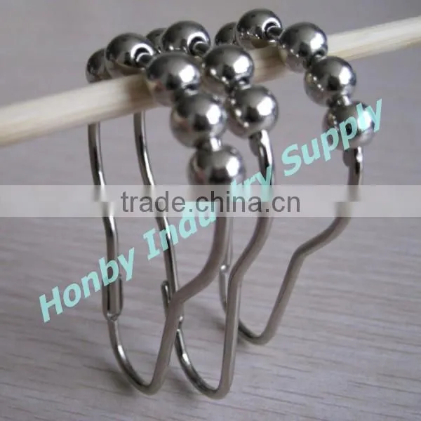 Nickel Steel Pear Shaped Ball Roller Shower Curtain Rings photo-3