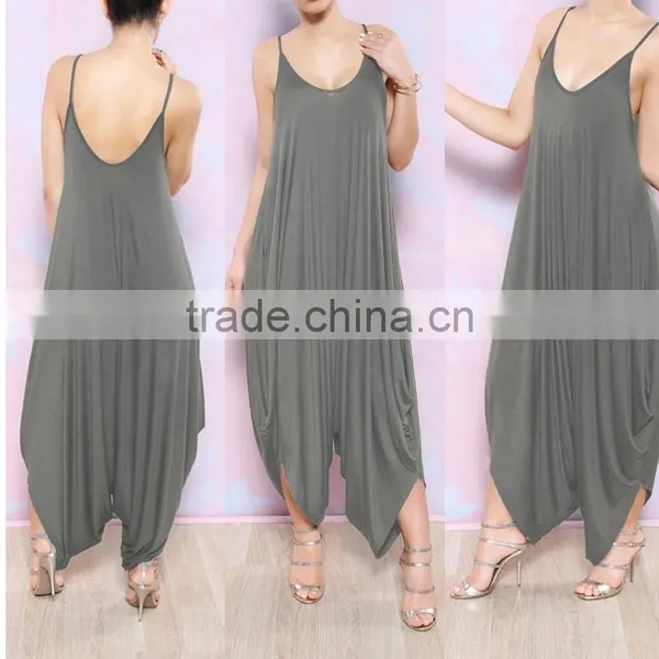 Summer Casual Loose Womens Jumpsuit V-Neck Spaghetti Strap Beach Playsuit Jumpsuits photo-2