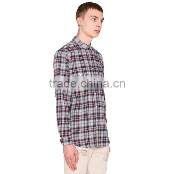 Wholesale European Plaid Flannel Cheap Casual Stylish Cotton Check Shirts for Men photo-2
