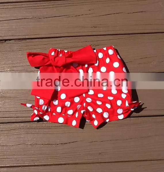 Wholesale Baby Icing Shorts Red White Polka Dots Pants Baby Leggings With Bow photo-3