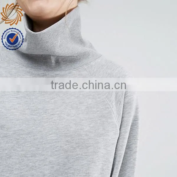 Cotton Polyester High Neck Sweatshirt Fleece Hoodies for Women photo-3