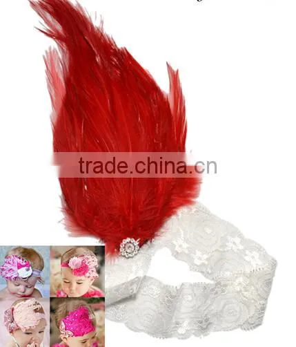 F40607A Fashion Elegant Hairbands Colorful Feathers Diamond Beautiful Girls Headband photo-6