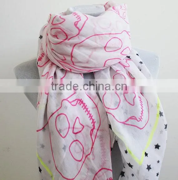 Skull Infinity Scarf Pink Skull With Star Scarf Square Skull Scarf Christmas Gift Woman Scarf Woman Accessory Halloween Scarf Sh photo-2