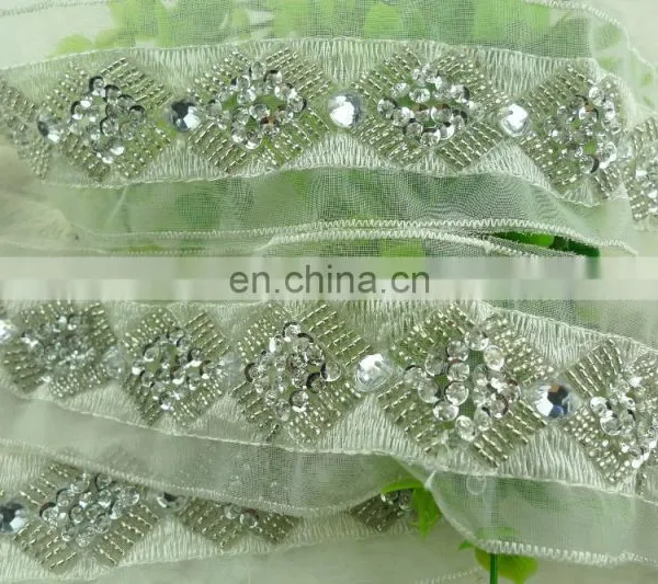 2015 Fashion Crystal Applique Rhinestone Appliques Trimming for Wedding Dress photo-3