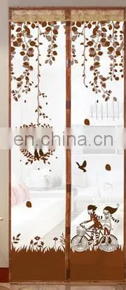 Magnetic Curtain Automatic Closing Door Screen Bird Style Print Polyester Fiber 4 Color 2 Size 1Pcs photo-4