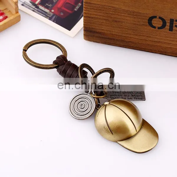 Sports Souvenir Gifts Vintage Baseball Cap Leather Keychain photo-3