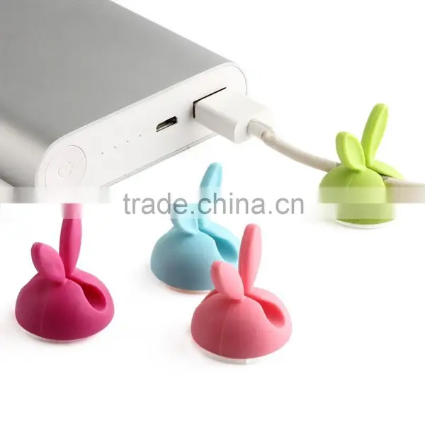 Cute Cartoon Rabbit Cable Drop Clip Desk Tidy Organiser Wire Cord USB Holder photo-2