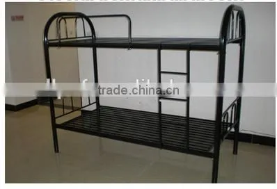 China Factory Cheap Double Steel Army Bunk Bed With Iron Stepladder