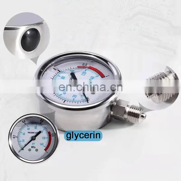 Shockproof Hydraulic Pressure Pneumatic Hydraulic Pressure Shockproof 16KG Stainless Steel 60MPa Oil Filled Shockproof Pressure photo-3