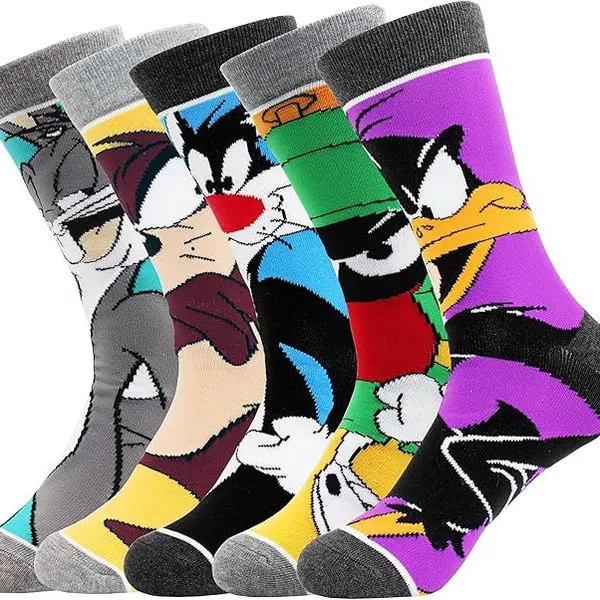 Funny Cartoon Socks Men Colorful Crazy Cute Character Cotton Novelty Dress Crew Socks