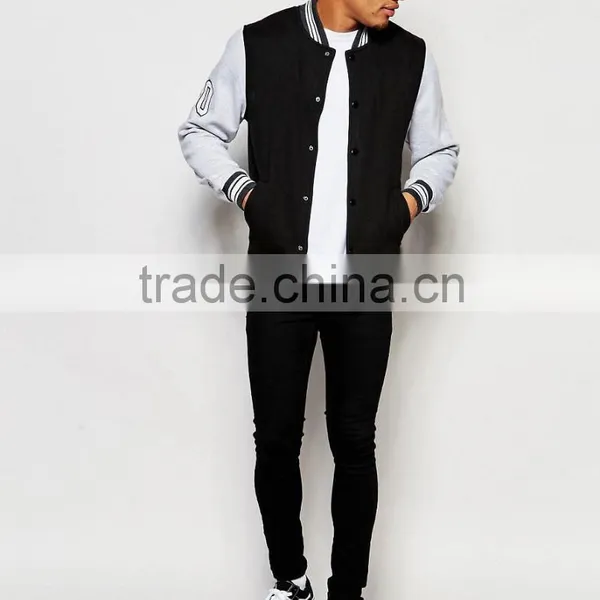 New 2016 Fashion Mens Button Up Baseball Varsity Jacket photo-2
