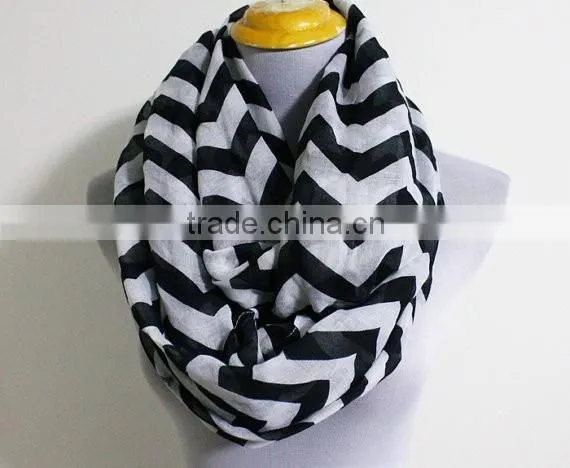 Hit Fashionable Wave Print Pattern Women Magnetic Round Infinity Chevron Scarf photo-5