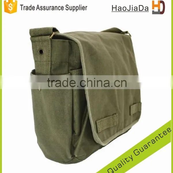 Heavyweight cotton canvas Flap Messenger padded Laptop Satchel Bag