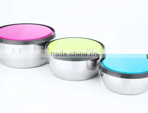 Stainless Steel Metal Rice Mixing Bowl With Silicone Lid photo-4