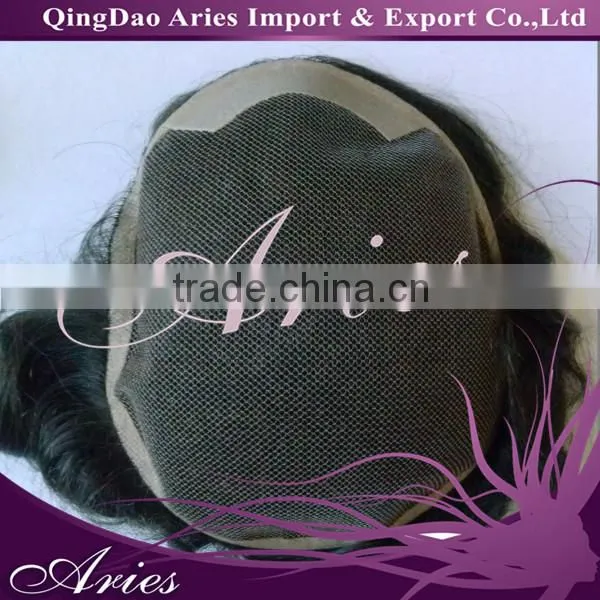 Wigs Size 10" x 8" Natural Hair Men's Toupee Black Color Swiss Lace + PU Base Hair System photo-4