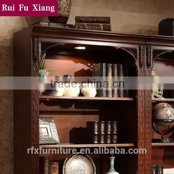 Rubber Wood Bookshelf Sideboard With Handmade Carving AI-206 photo-3