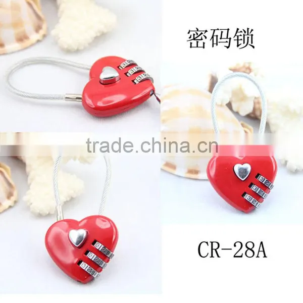 High Quality Mini Heart-shaped Padlock Heart Shape Resettable Combination Cable Lock Luggage Password Lock photo-4