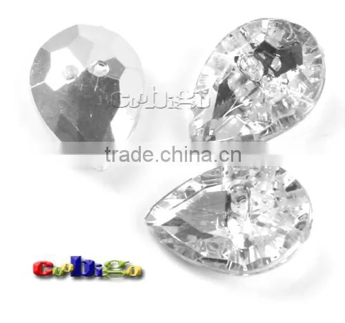 18*25mm Water Drop Shaped Acrylic Rhinestone&Crystal Button For Stylish Bags Garment Shoes #FLN013(06)