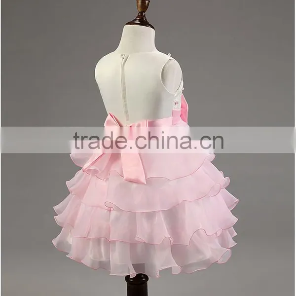 Lastest Wholesale Pink Chiffon Layered Dress Flower Girl Net Dresses TR-WS33 photo-6