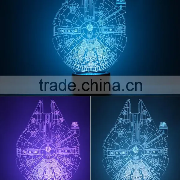 LED Holiday Lamp 3D Bulbing Light Millennium Falcon Shape Light Color Changing With Touch Button 3D Led Small Night Light photo-2