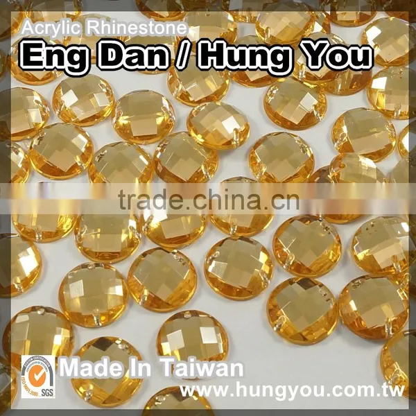 2 Holes Round Shape Rhinestones for Clothes