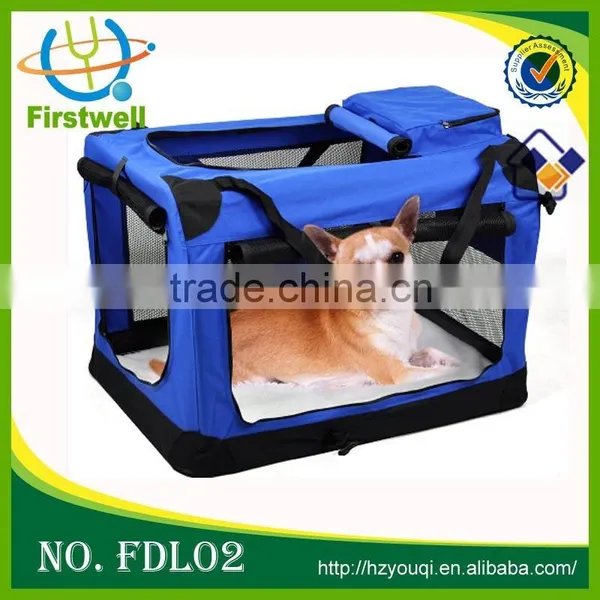 Blue Soft Sided Pet Crate Fabric Dog Carrier Cage